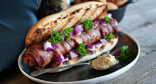 Hotdogs Wrapped with Bacon & Stuffed with Cheese