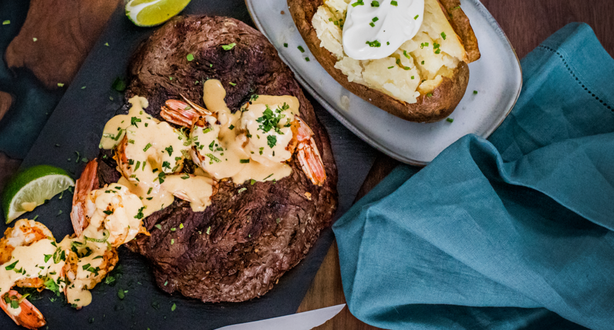 Surf ‘n’ Turf with Creamy Cajun Lime Sauce