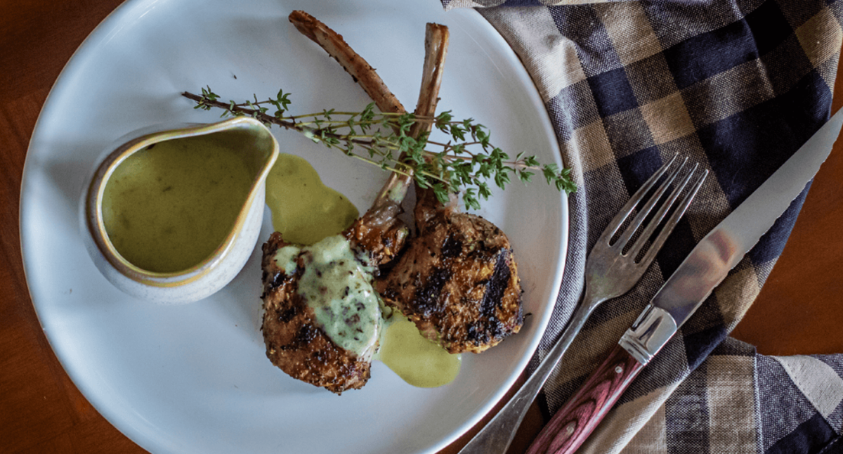 Lamb Lollipop with Mustard Cream Sauce
