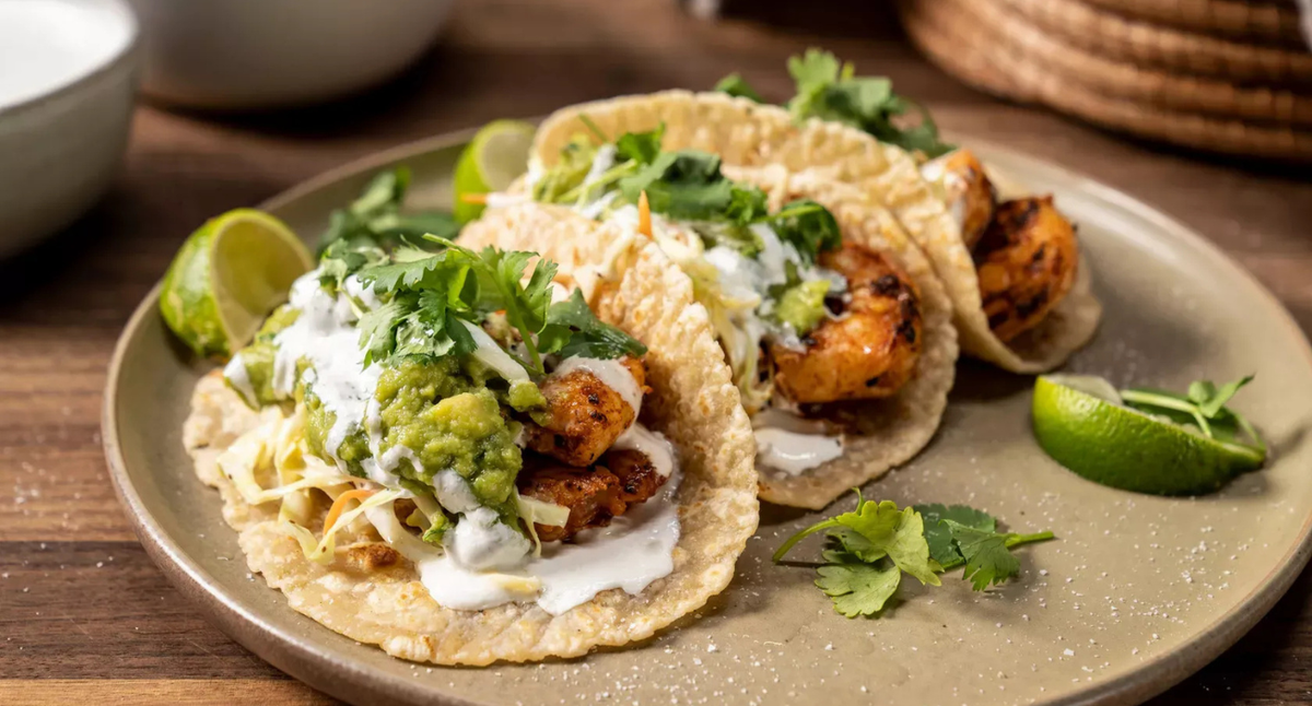 Flat Top Seared Shrimp & Lime Tacos