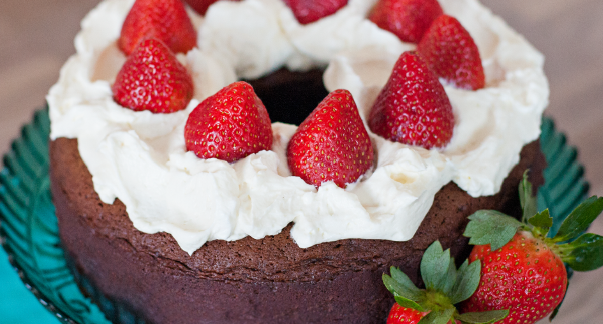 Kahlua Chocolate Cake with Strawberries & Cream