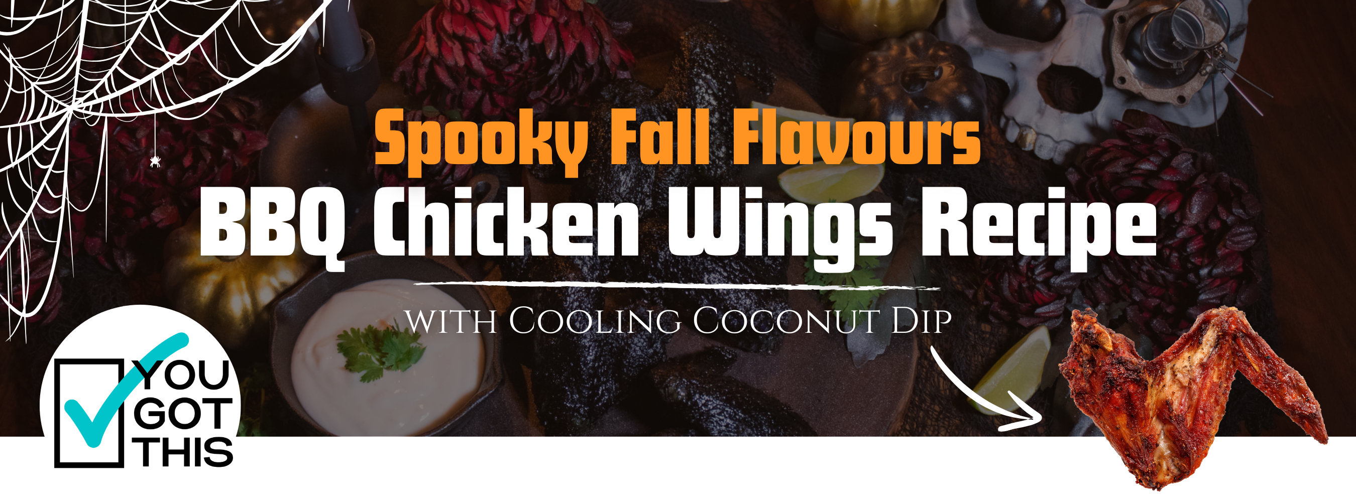 Spooky Spicy BBQ Chicken Wings Recipe with Cooling Coconut Dip