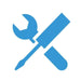 A blue icon representing tools, consisting of a wrench and a screwdriver crossed together.