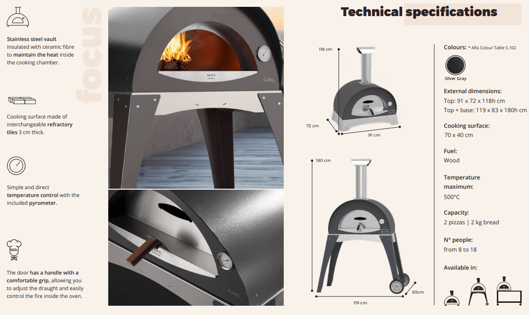 Alfa Forni Alfa Forni Ciao Wood Fired Pizza Oven Countertop Pizza Oven