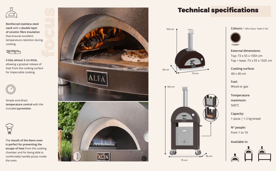 Alfa Forni Nano Wood Fired Oven (Copper) —