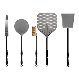 Alfa 48" Large Pizza Peel Kit (Peel / Turner / Brush / Rake / Shovel) - AC-5PCLWPEELSET