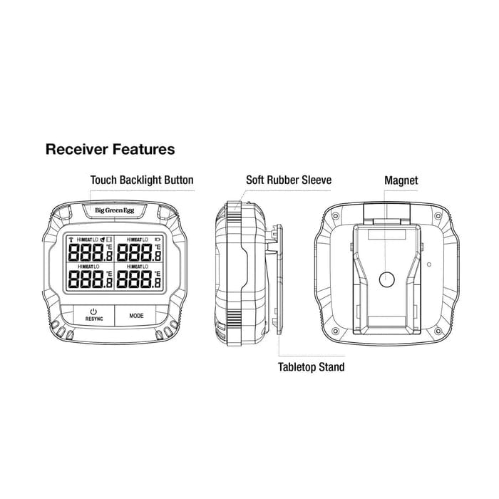 BBQing.com Big Green Egg 4-Probe Meat Thermometer 128003