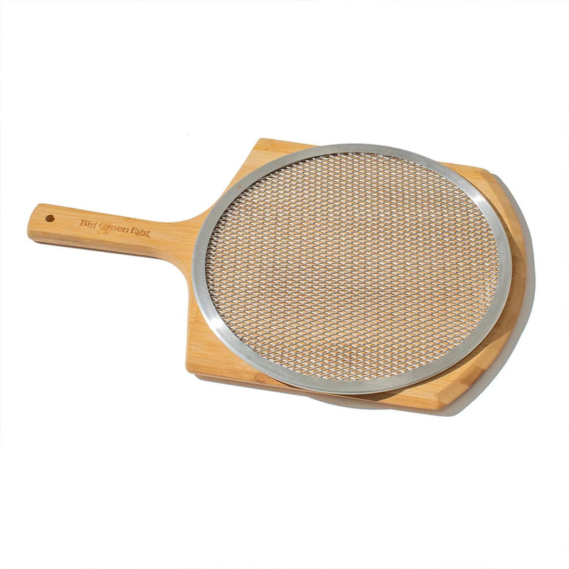 BBQing.com Big Green Egg Wood Pizza Peel with Metal Screen