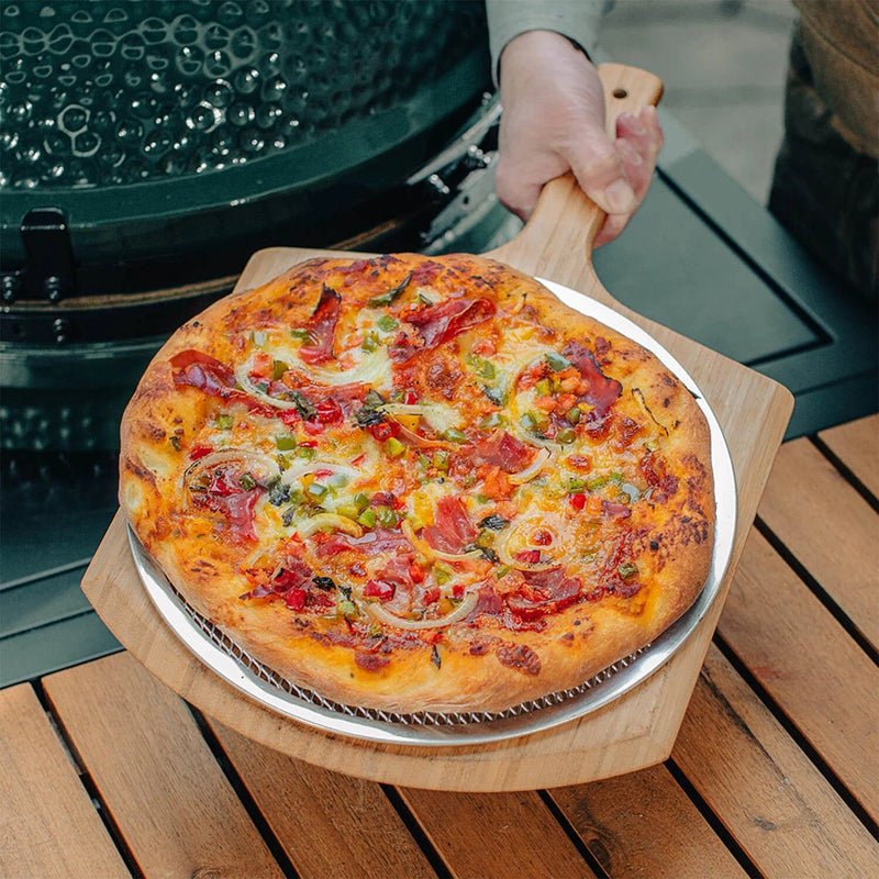 BBQing.com Big Green Egg Wood Pizza Peel with Metal Screen