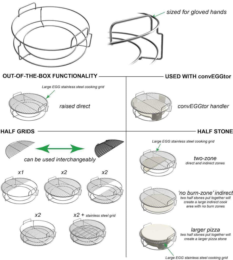 Big Green Egg Big Green Egg - 1-Piece convEGGtor Basket Accessory Grill Rack & Roaster