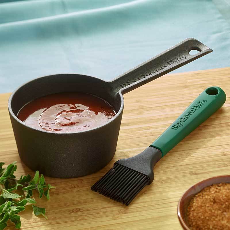 Big Green Egg Green Egg 117663 - Cast Iron Sauce Pot with Basting Brush 117663 Accessory Food Prep Tool
