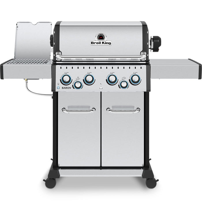 Broil King Broil King BARON S490 PRO IR BBQ with Infrared Side Burner, Rear Rotisserie Burner & Rotisserie Kit Propane / Stainless Steel 875944 Freestanding Gas Grill 062703759449