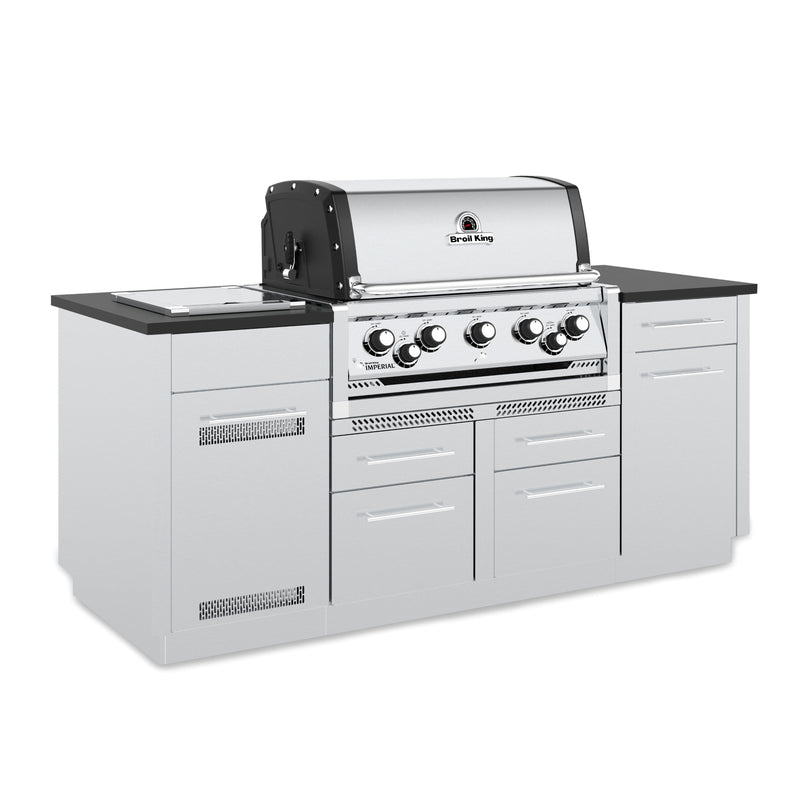 Broil King Broil King IMPERIAL S590i Grilling Center w/ Granite Counter Top, Side Burner, Rear Rotisserie Burner, & Rotisserie Kit Built-in Gas Grill
