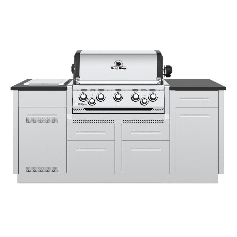 Broil King Broil King IMPERIAL S590i Grilling Center w/ Granite Counter Top, Side Burner, Rear Rotisserie Burner, & Rotisserie Kit Built-in Gas Grill