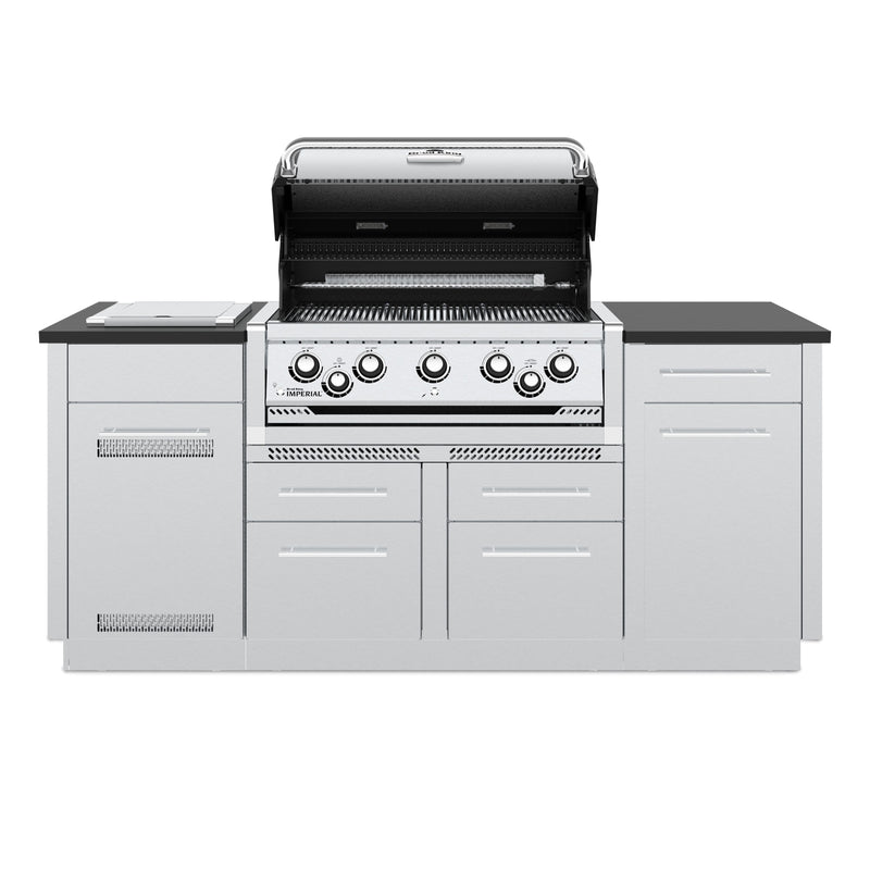 Broil King Broil King IMPERIAL S590i Grilling Center w/ Granite Counter Top, Side Burner, Rear Rotisserie Burner, & Rotisserie Kit Built-in Gas Grill