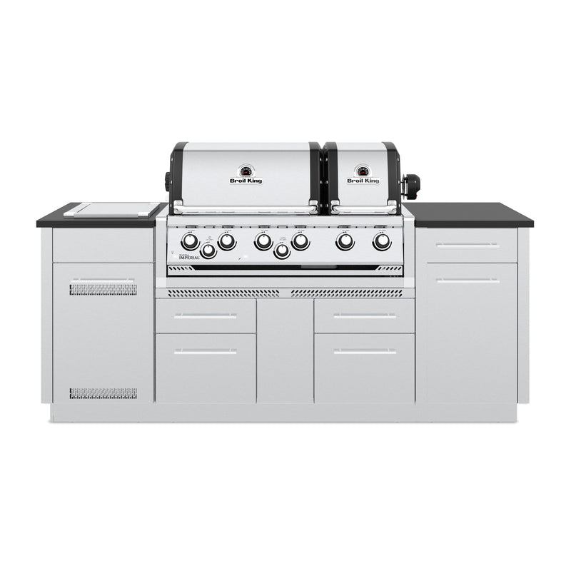 Broil King Broil King IMPERIAL S690i Grilling Center w/ Granite Counter Top, Side Burner, Rear Rotisserie Burner, & Rotisserie Kit Built-in Gas Grill