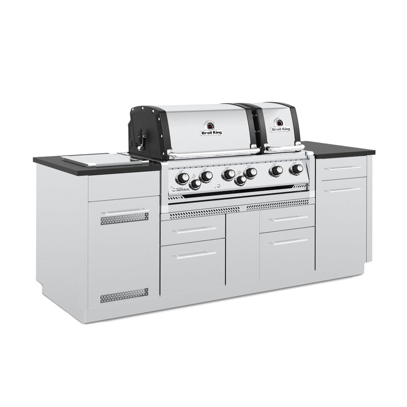 Broil King Broil King IMPERIAL S690i Grilling Center w/ Granite Counter Top, Side Burner, Rear Rotisserie Burner, & Rotisserie Kit Built-in Gas Grill