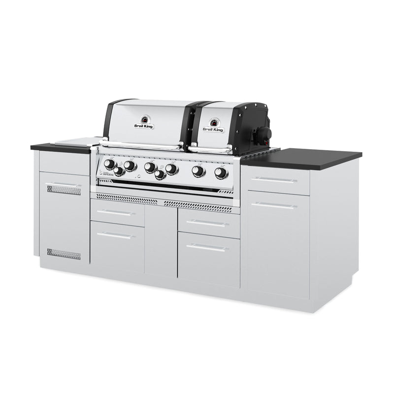 Broil King Broil King IMPERIAL S690i Grilling Center w/ Granite Counter Top, Side Burner, Rear Rotisserie Burner, & Rotisserie Kit Built-in Gas Grill