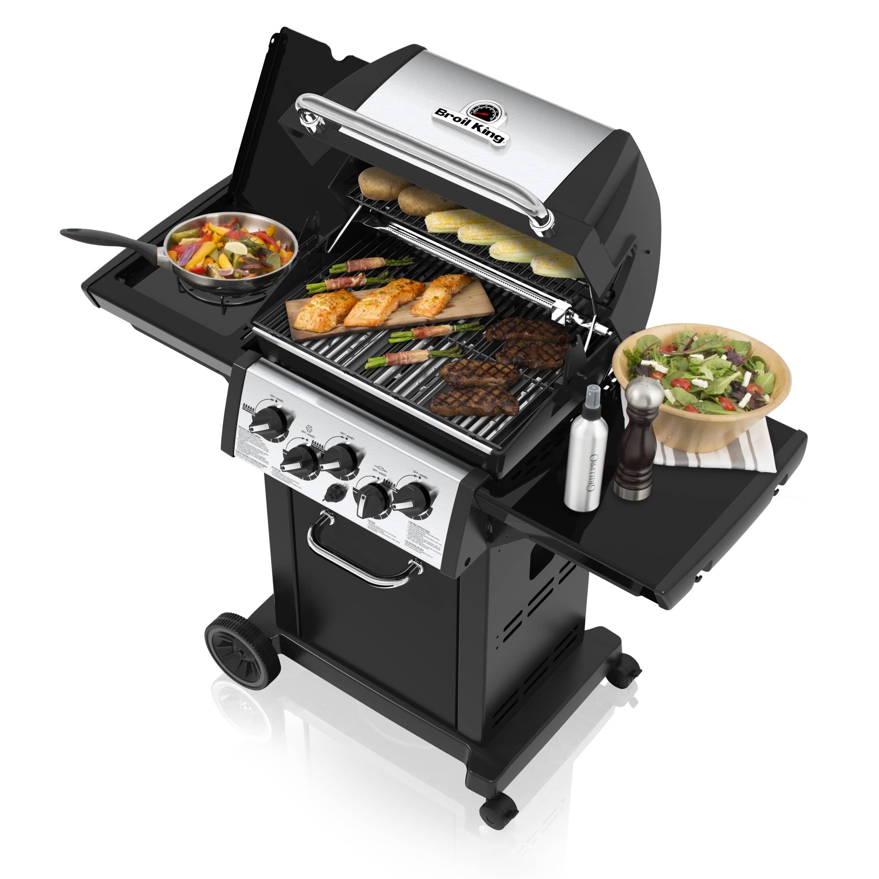 Broil King Broil King MONARCH 390 3-Burner BBQ with Side Burner, Rear Rotisserie Burner, Rotisserie Kit & Heavy-Duty Cast Iron Cooking Grids Freestanding Gas Grill