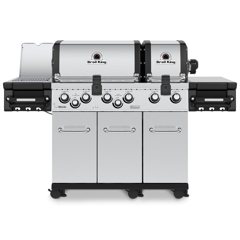 Broil King Broil King REGAL S690 PRO IR BBQ w/ Infrared Side Burner, Rear Rotisserie Burner & Rotisserie Kit Propane / Stainless Steel 957944 Freestanding Gas Grill 062703579443