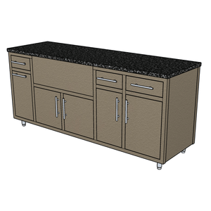 Challenger Coastal 80.875" Outdoor Kitchen Island WGDDDD, Waste Bin, Grill & Two Drawer Doors