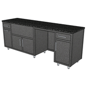 Challenger Challenger Coastal 93.125" Outdoor Kitchen Island WGRDD, Waste Bin, Grill, 24" Fridge & Drawer Door Pan / Graphite / Silver Vein COGI-93.125-WGRDD-PAN-GPH-SV Outdoor Kitchen Pre-Built Bundle
