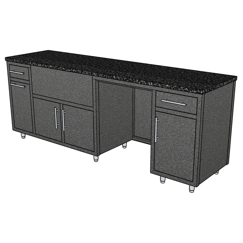 Challenger Challenger Coastal 93.125" Outdoor Kitchen Island WGRDD, Waste Bin, Grill, 24" Fridge & Drawer Door Pan / Graphite / Silver Vein COGI-93.125-WGRDD-PAN-GPH-SV Outdoor Kitchen Pre-Built Bundle