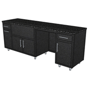 Challenger Challenger Coastal 93.125" Outdoor Kitchen Island WGRDD, Waste Bin, Grill, 24" Fridge & Drawer Door Pan / Textured Black / Silver Vein COGI-93.125-WGRDD-PAN-BLK-SV Outdoor Kitchen Pre-Built Bundle