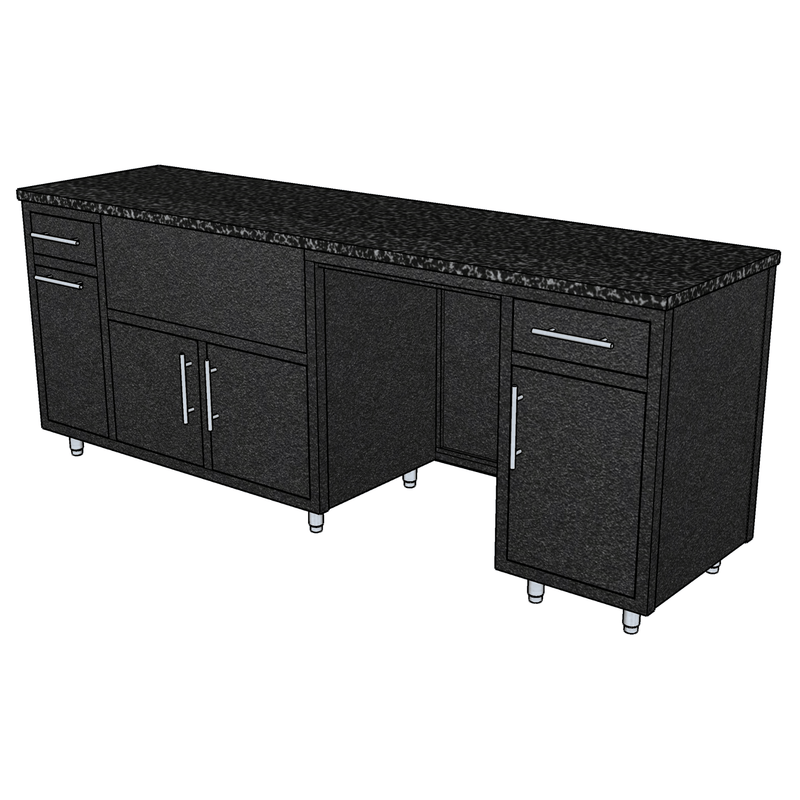 Challenger Challenger Coastal 93.125" Outdoor Kitchen Island WGRDD, Waste Bin, Grill, 24" Fridge & Drawer Door Pan / Textured Black / Silver Vein COGI-93.125-WGRDD-PAN-BLK-SV Outdoor Kitchen Pre-Built Bundle
