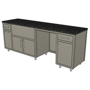 Challenger Challenger Coastal 93.125" Outdoor Kitchen Island WGRDD, Waste Bin, Grill, 24" Fridge & Drawer Door Pan / Textured Gray Glimmer / Silver Vein COGI-93.125-WGRDD-PAN-GG-SV Outdoor Kitchen Pre-Built Bundle