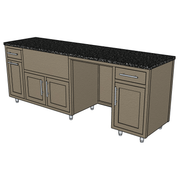 Challenger Challenger Coastal 93.125" Outdoor Kitchen Island WGRDD, Waste Bin, Grill, 24" Fridge & Drawer Door Shaker / Cappuccino / Silver Vein COGI-93.125-WGRDD-SHAKER-CAP-SV Outdoor Kitchen Pre-Built Bundle