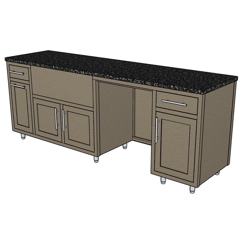 Challenger Challenger Coastal 93.125" Outdoor Kitchen Island WGRDD, Waste Bin, Grill, 24" Fridge & Drawer Door Shaker / Cappuccino / Silver Vein COGI-93.125-WGRDD-SHAKER-CAP-SV Outdoor Kitchen Pre-Built Bundle