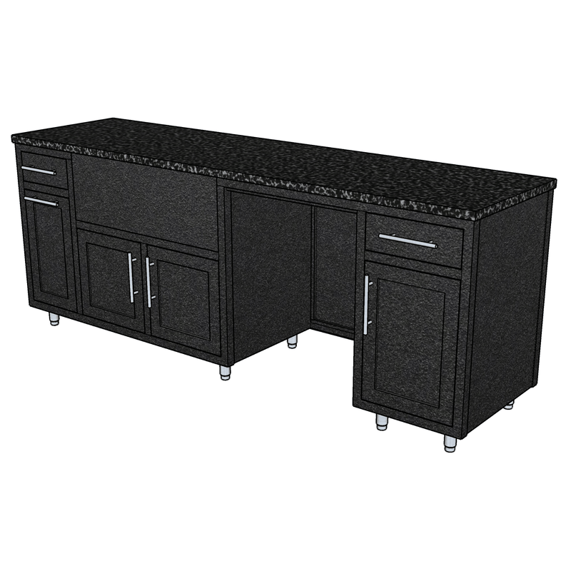 Challenger Challenger Coastal 93.125" Outdoor Kitchen Island WGRDD, Waste Bin, Grill, 24" Fridge & Drawer Door Shaker / Textured Black / Silver Vein COGI-93.125-WGRDD-SHAKER-BLK-SV Outdoor Kitchen Pre-Built Bundle