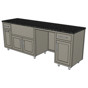 Challenger Challenger Coastal 93.125" Outdoor Kitchen Island WGRDD, Waste Bin, Grill, 24" Fridge & Drawer Door Shaker / Textured Gray Glimmer / Silver Vein COGI-93.125-WGRDD-SHAKER-GG-SV Outdoor Kitchen Pre-Built Bundle