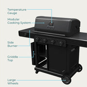 Charbroil Charbroil Pro Series 4-Burner Gas Grill with Side Burner Propane / Black 463281024 Freestanding Gas Grill