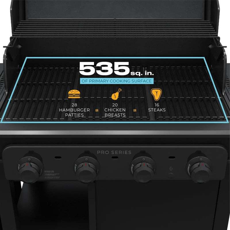 Charbroil Charbroil Pro Series 4-Burner Gas Grill with Side Burner Propane / Black 463281024 Freestanding Gas Grill