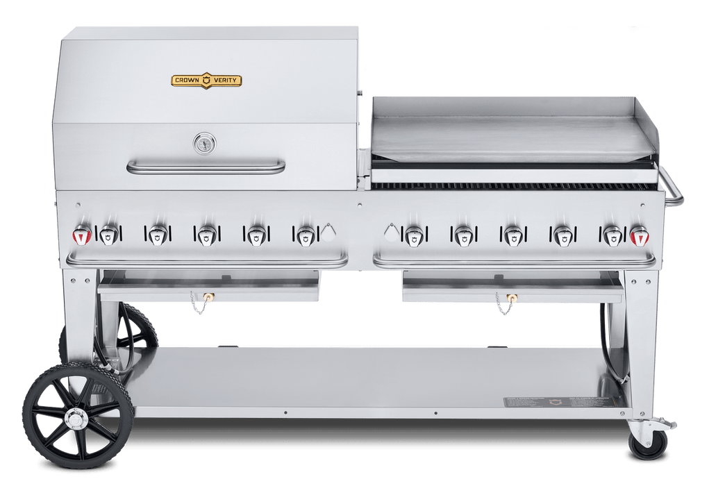 Crown Verity Crown Verity 72" Mobile Grill Dome & Griddle Package (50 Or 100 Lb Tanks Only) CV-MCB-72-SI50/100-RGP Propane / Stainless Steel CV-MCB-72-SI50/100-RGP Freestanding Gas Grill CV-MCB-72-SI50/100-RGP