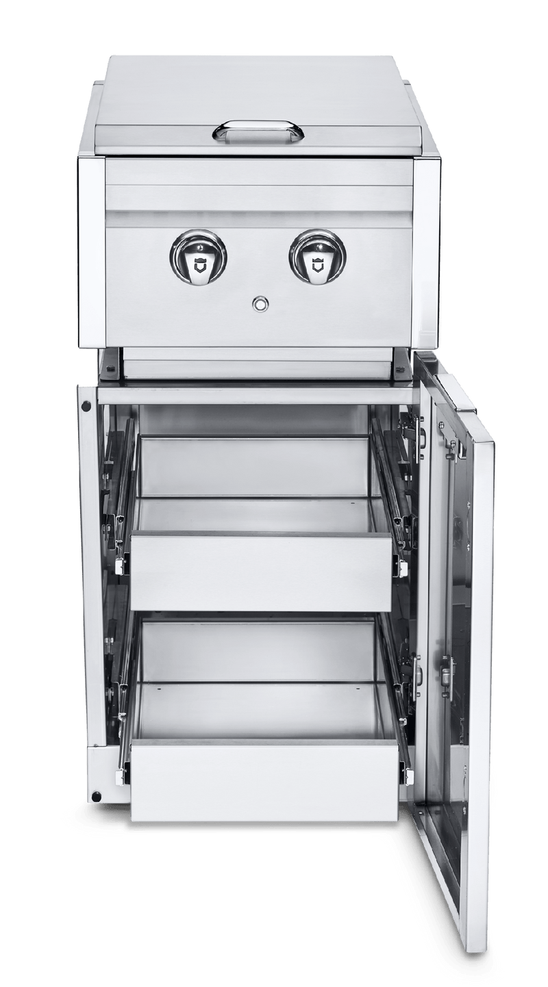 Crown Verity Crown Verity INFINITE SERIES CABINET MODULE WITH DUAL SIDE BURNER AND TWO SINGLE DRAWERS (NG)  - Stainless Steel ICM-SBNG-2D Outdoor Kitchen Cabinets