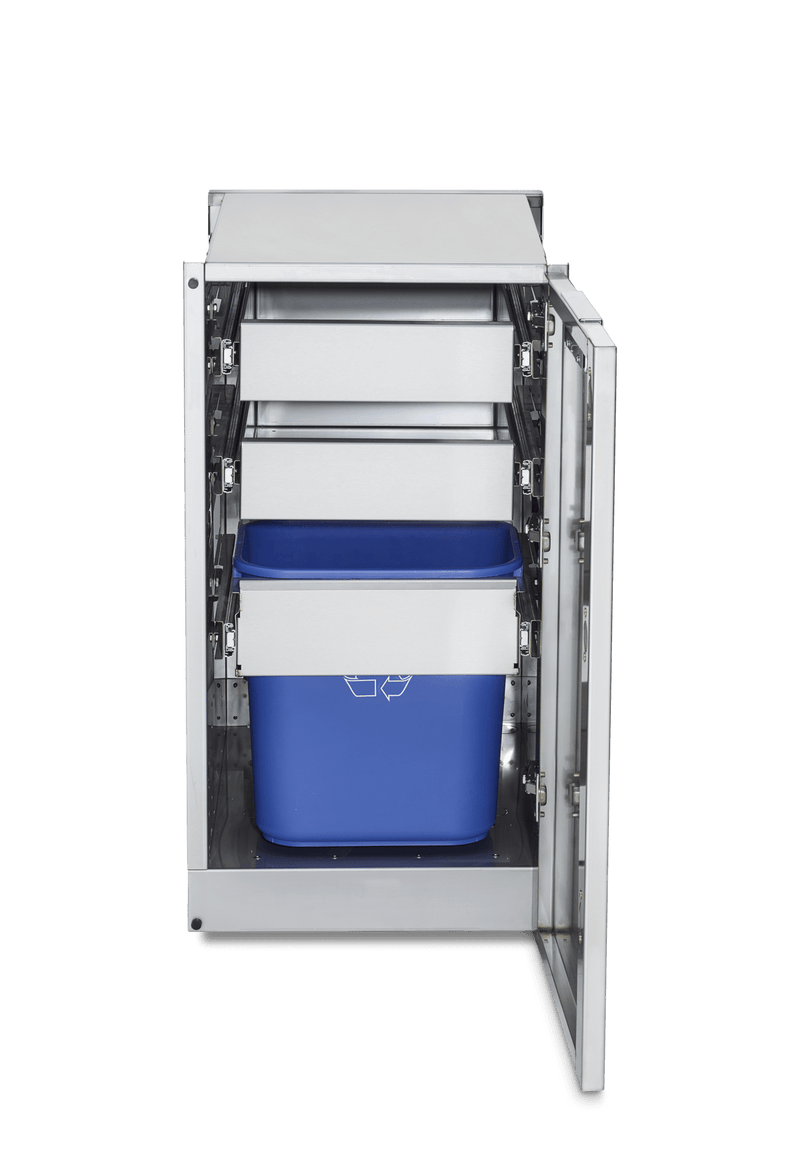 Crown Verity Crown Verity INFINITE SERIES CABINET MODULE WITH GARBAGE HOLDER WITH BINS, INCLUDES TWO SINGLE DRAWERS - Stainless Steel ICM-GH-2D Outdoor Kitchen Drawers