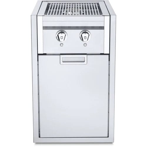 Crown Verity Crown Verity INFINITE SERIES SMALL BUILT IN CABINET WITH DUAL SIDE BURNER AND SINGLE DRAWER, WITH LIGHT PACKAGE, NG IBISC-SBNG-1D-LT Outdoor Kitchen Cabinets