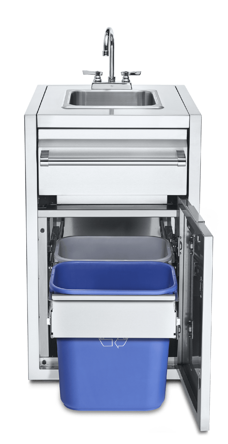 Crown Verity Crown Verity INFINITE SERIES SMALL BUILT IN CABINET WITH SINK AND GARBAGE HOLDER WITH BINS IBISC-SK-GH Outdoor Kitchen Bar & Sink