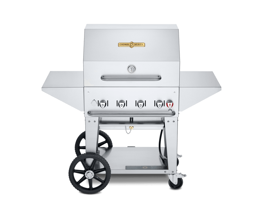 Crown Verity Crown Verity Premium Mobile Grill Professional Series Charbroiler 30" with  Roll Dome & 2 Side Shelves Propane / Stainless Steel CV-MCB-30PRO Freestanding Gas Grill CV-MCB-30PRO