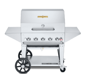 Crown Verity Premium Mobile Grill Professional Series Charbroiler 36" w/ Roll Dome & 2 Shelves CV-MCB-36PRO-NG