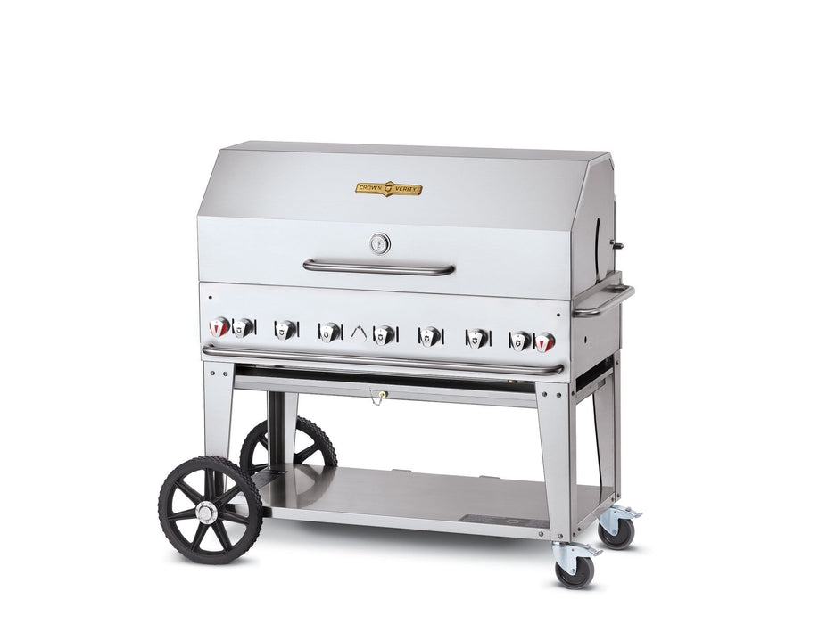 Crown Verity Crown Verity Premium Mobile Grill Professional Series Charbroiler 48" w/ Roll Dome & Bun Rack CV-MCB-48RDP Freestanding Gas Grill