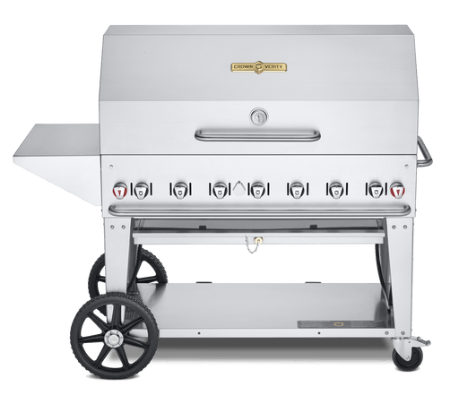 Crown Verity Crown Verity Premium Mobile Grill Professional Series Charbroiler 48" w/ Roll Dome & Shelf Propane / Stainless Steel CV-MCB-48PKG Freestanding Gas Grill CV-MCB-48PKG