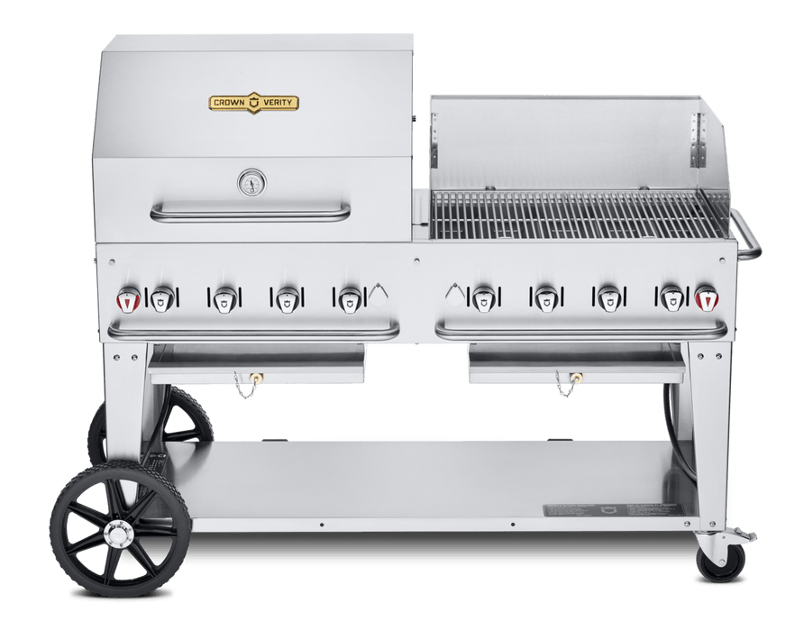 Crown Verity Crown Verity Premium Mobile Grill Professional Series Charbroiler 60" with Roll Dome & Windguard Propane / Stainless Steel CV-MCB-60RWP-LP Freestanding Gas Grill CV-MCB-60RWP-LP
