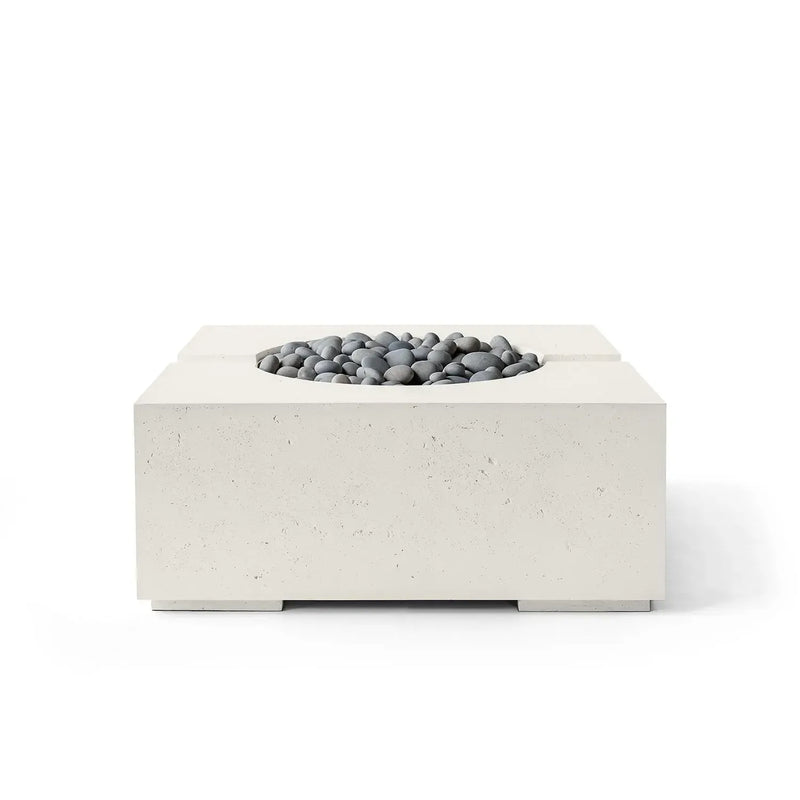 Dekko Dekko Bravo Concrete Fire Pit Limestone / Slate Beachstone Firepit Table Square