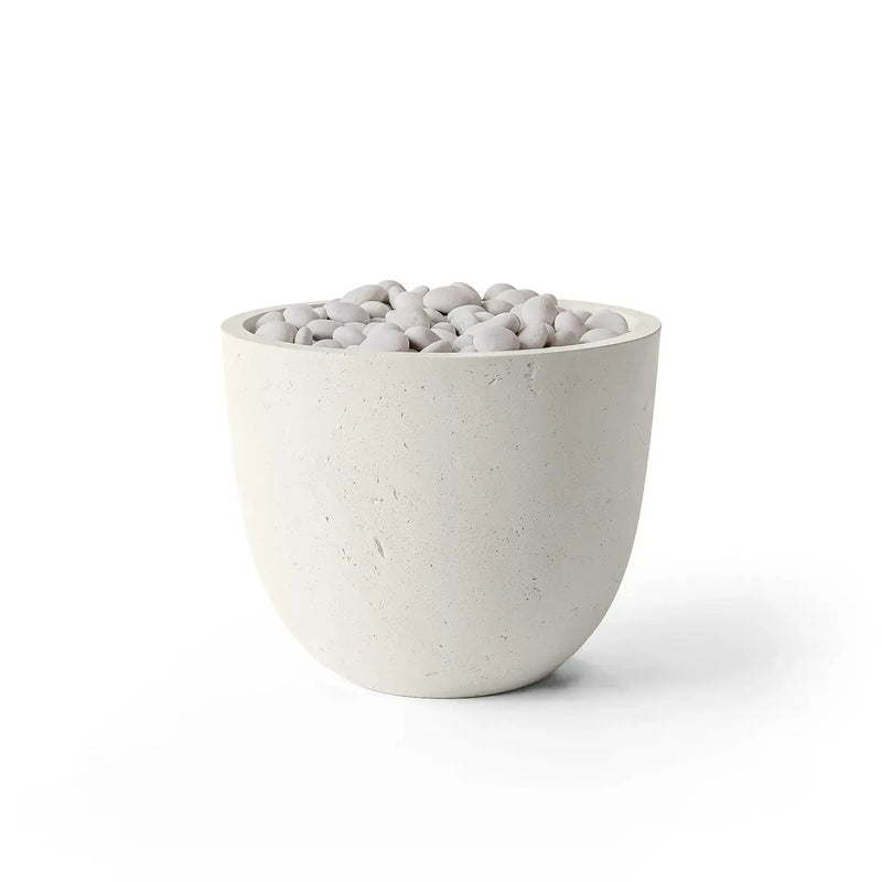 Dekko Dekko Element Concrete Fire Bowl Limestone / Ivory Beachstone ELEMENT-LS Firepit Table Round