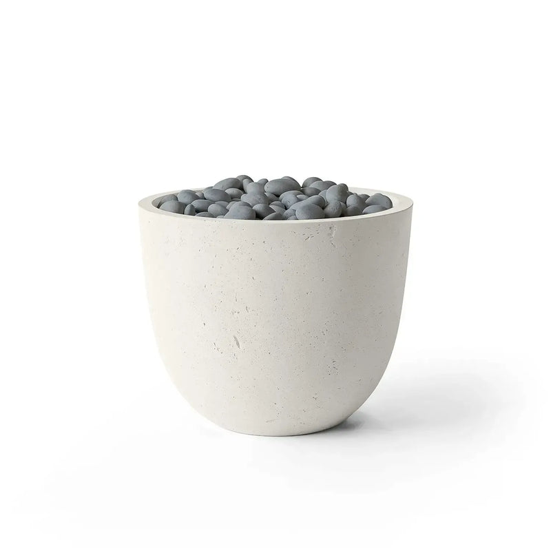 Dekko Dekko Element Concrete Fire Bowl Limestone / Slate Beachstone Firepit Table Round
