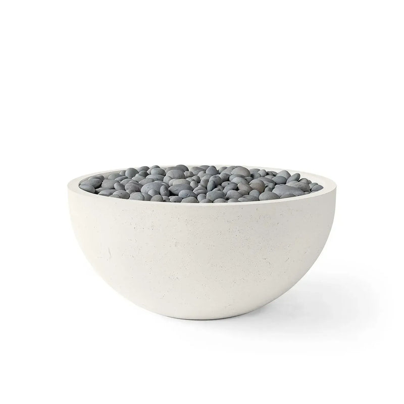 Dekko Dekko Serenade Concrete Fire Bowl 32" Limestone / Slate Beachstone Firepit Table Round